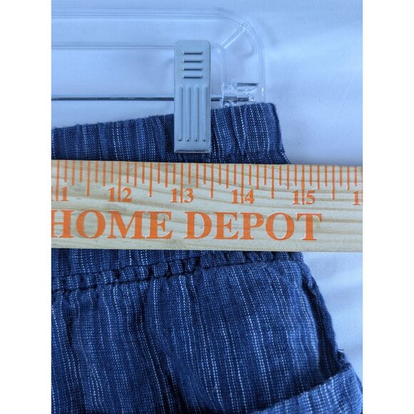 Athleta Womens 2 Striped Cabo Blue Linen Shorts Elastic Waist Drawstring Running - Picture 3 of 9